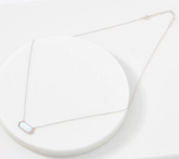 Diamonique Simulated Opal Pendant Necklace, Sterling Silver